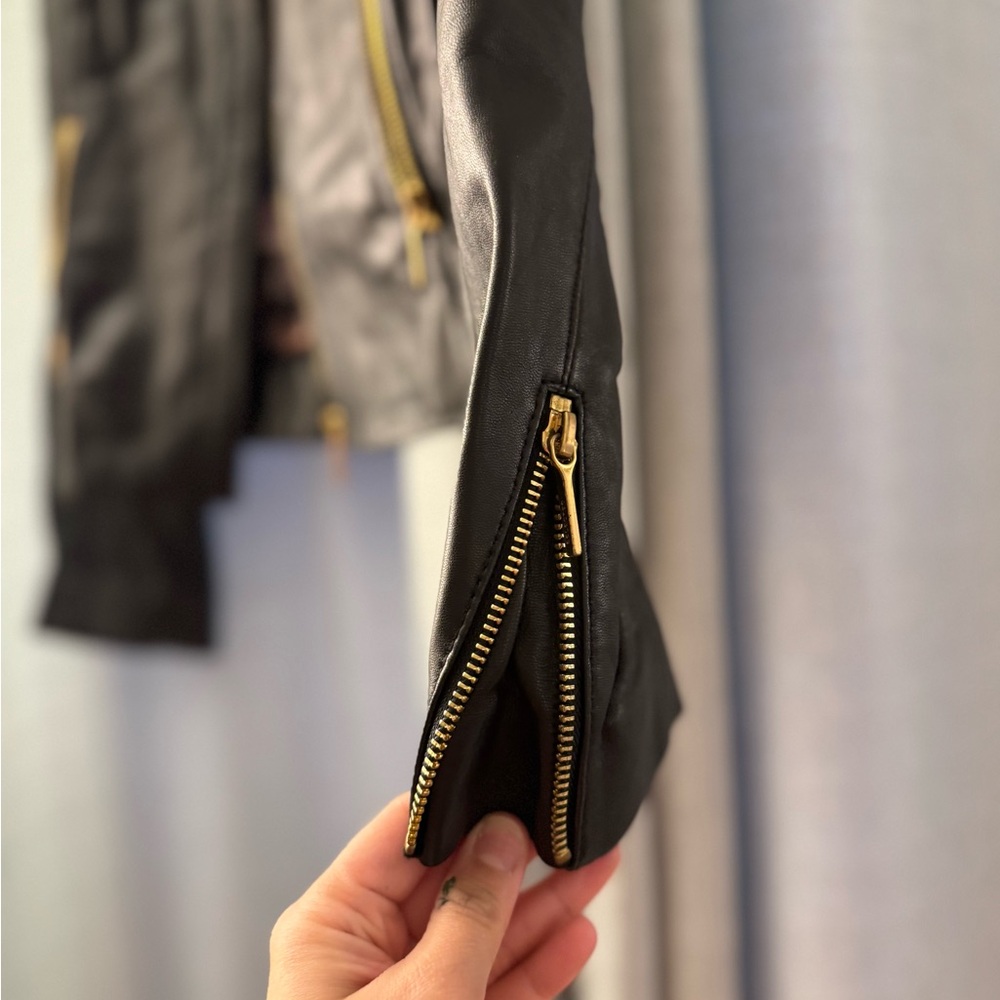 Premium leather Jacket with Gold Zippers